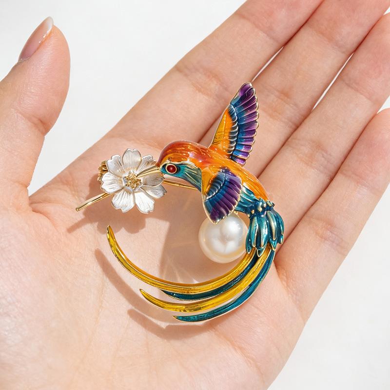 Painted Hummingbird Brooch Bird Corsage Suit Clothing Accessories Decoration Hundred College Entrance Examination Season