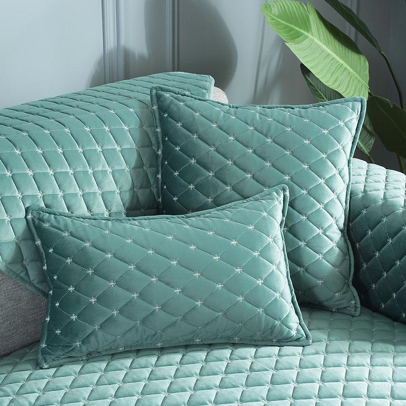 Tlustý prošívaný plyšový potah na pohovku Jednobarevný Elegantní luxusní sametová pohovka Ručník Vyšívací Potah na pohovku do obývacího pokoje
