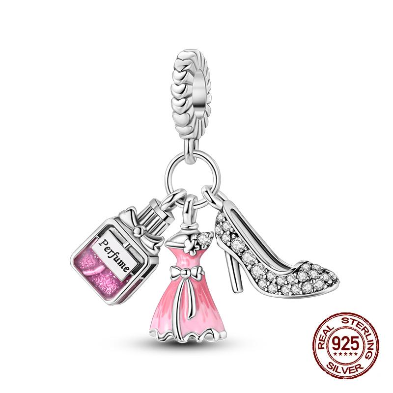 100% Copper Fashion Princess Pink Bow Charms Beads Fit 3Mmoriginal Bracelets Diy Jewelry Anniversary Gifts