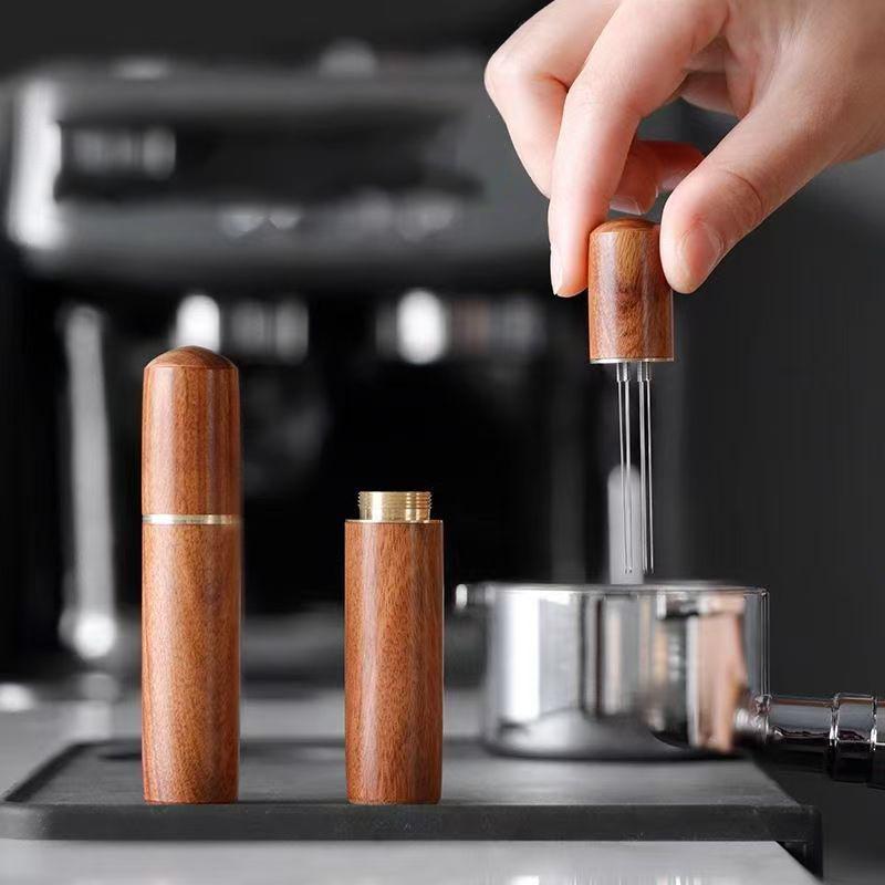 Instrument WDT din Oțel Inoxidabil cu Mâner de Lemn - Ace Instrument de Distribuție și De-canalizare Cafea pentru Espresso, Barista, Uz Casnic