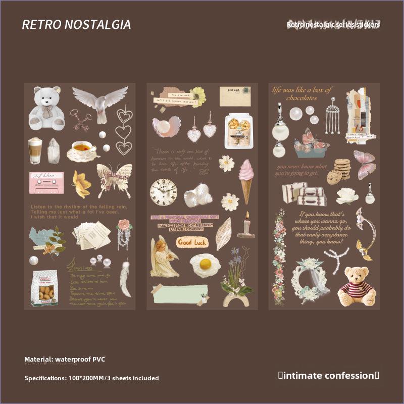 Yuezhen Retro Cute Nostalgic Notebook Stickers – Creative Children's Pet Decor Pack