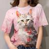 Fashion Cute Cat T-shirt Animal 3D Printing Women's Casual Round Neck Short Sleeved T-shirt