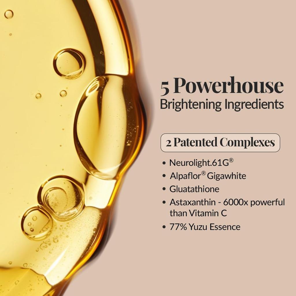 Ultra Brightening Korean Face Serum with 77% Yuzu, Vitamin C Rich, Glutathione & Niacinamide | | Vegan Korean Skincare for Men & Women | 30ml