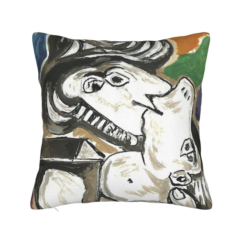 Picasso Funky Art Lady Hat Square Pillow Case Cushion Covers Custom Zippered Decorative Pillowcase For Sofa 40*40Cm