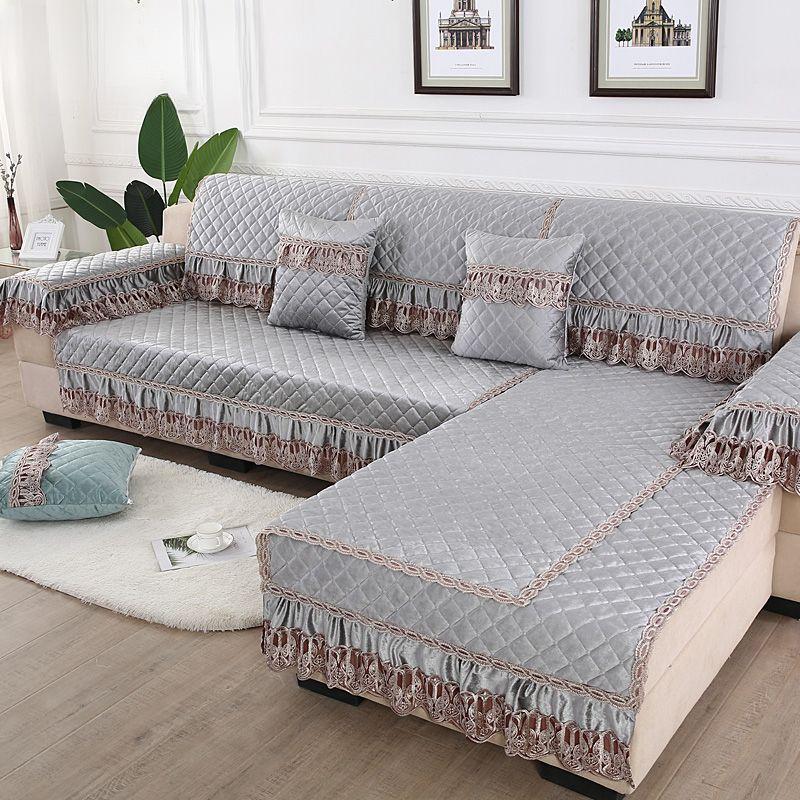 1pcs Fabric Lace Cushion Minimalist All Season Universal Anti Slip Cover Fabric Combination All-in-one Universal Sofa Cover