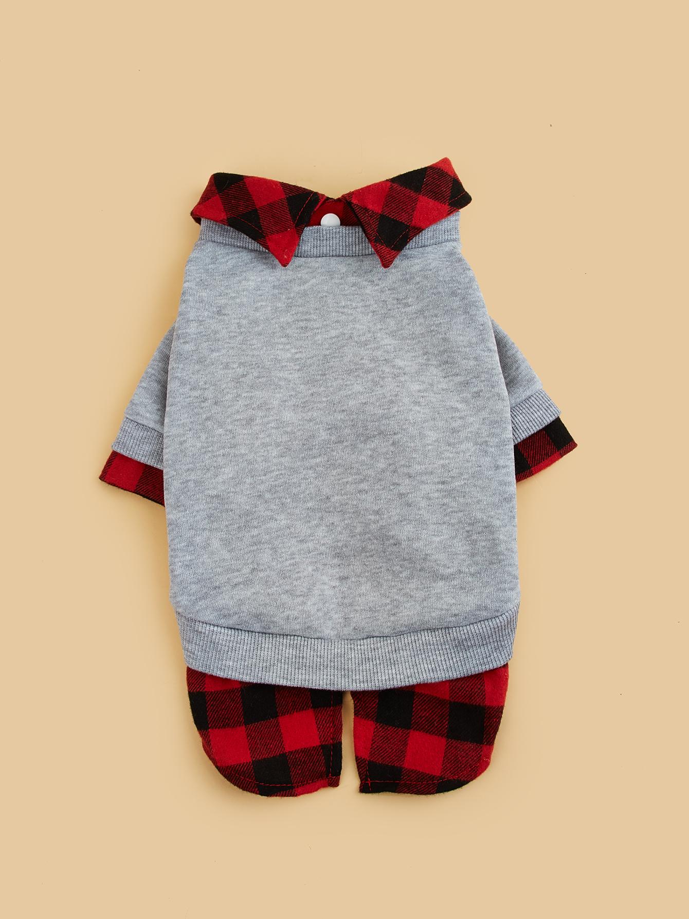 

Dog Hoodie for Small Dogs Costume Soft Puppy with Doggie Plaid Pet Clothes Cat Apparel XS（old） серый