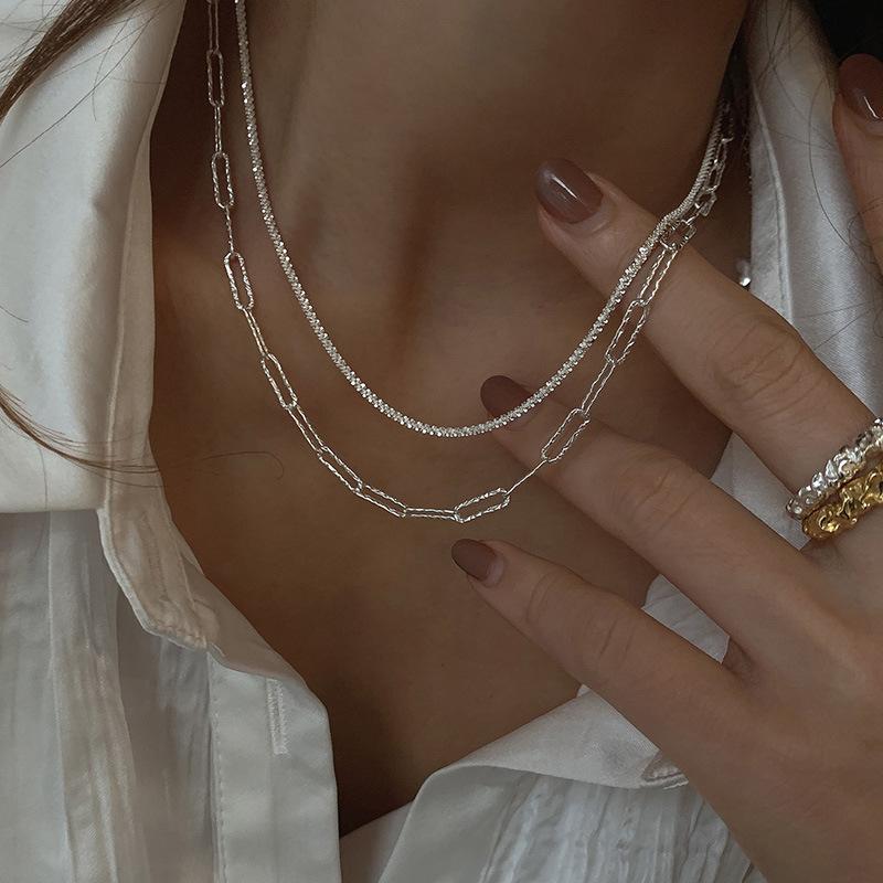 Popular Sparkling Necklace For Women Clavicle Chain Choker Silver Jewelry Wedding Party Birthday Gift