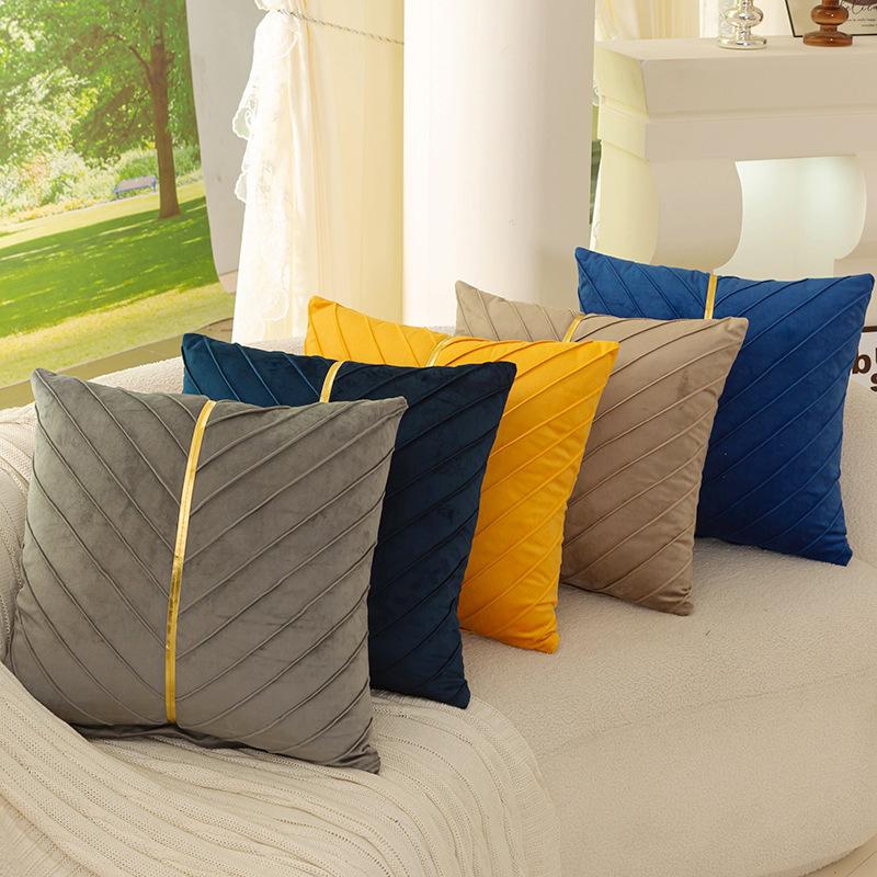 Household Flannel Pillow Cover Cojines Simple Pure Color Sofa Splicing Pillowcase Dutch Velvet Cushion Covers 45X45 Home Decor