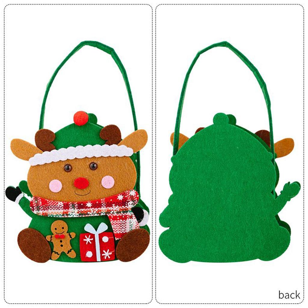 Christmas Treat Bags 3 Pieces Christmas Party Favor Bags With Handle Holiday-themed Fabric Basket For Candy Cookie Popcorn Snack