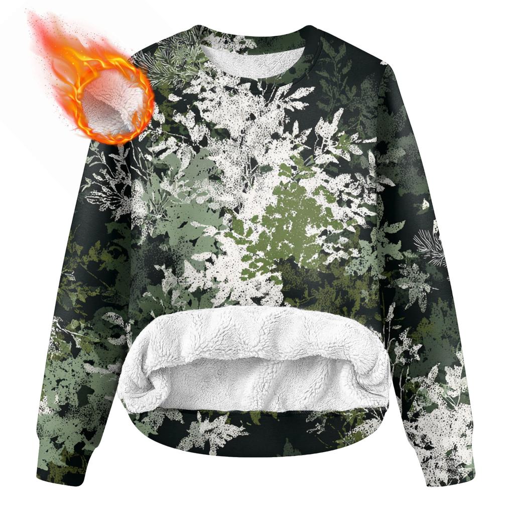 Herren Rundhals Fleecegefüttert Dick Warm Sweatshirt