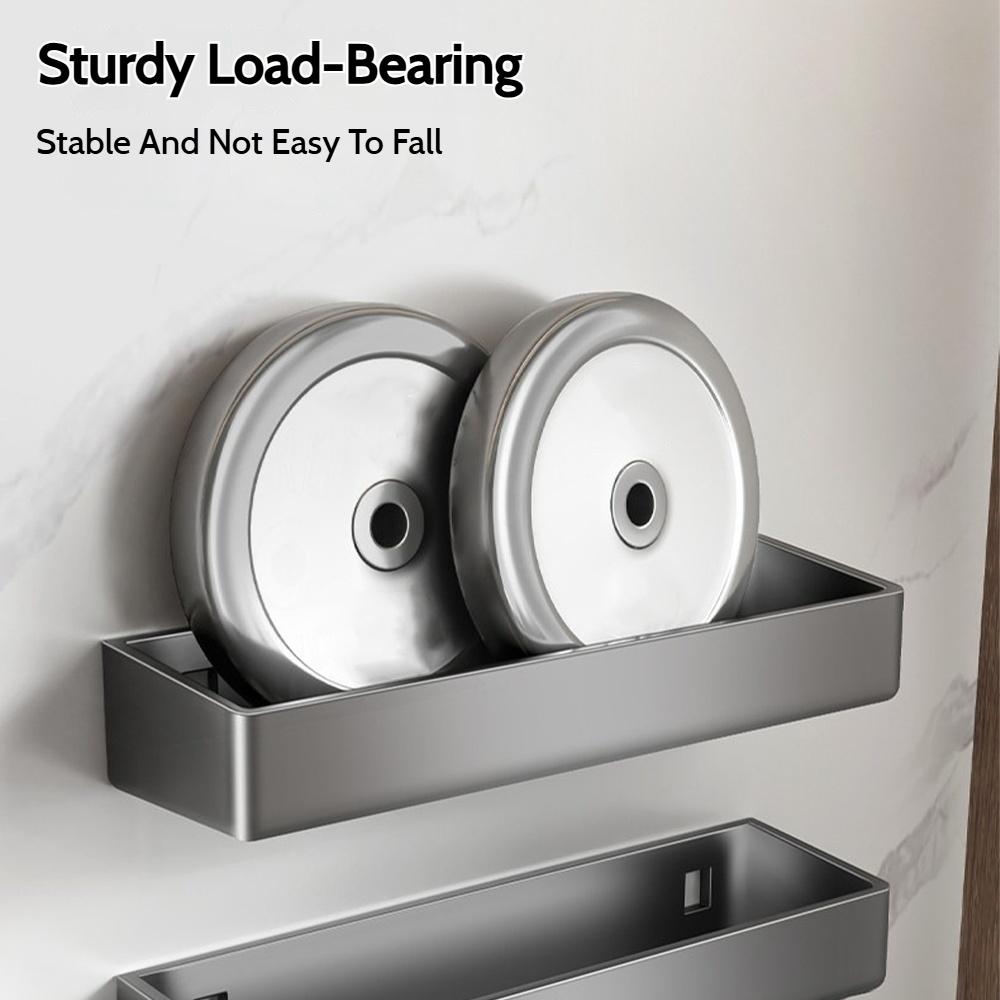 Grey Wall-Mounted Kitchen Spice Rack Kitchen Storage Rack Household Multifunctional Carbon Steel Storage Box Kitchen Accessories