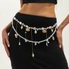 Beach Vacation Conch Scallop Shell Tassel Waist Chains for Women Bohemian Imitation Pearl Beaded Chain Sexy Bikini Body Jewelry