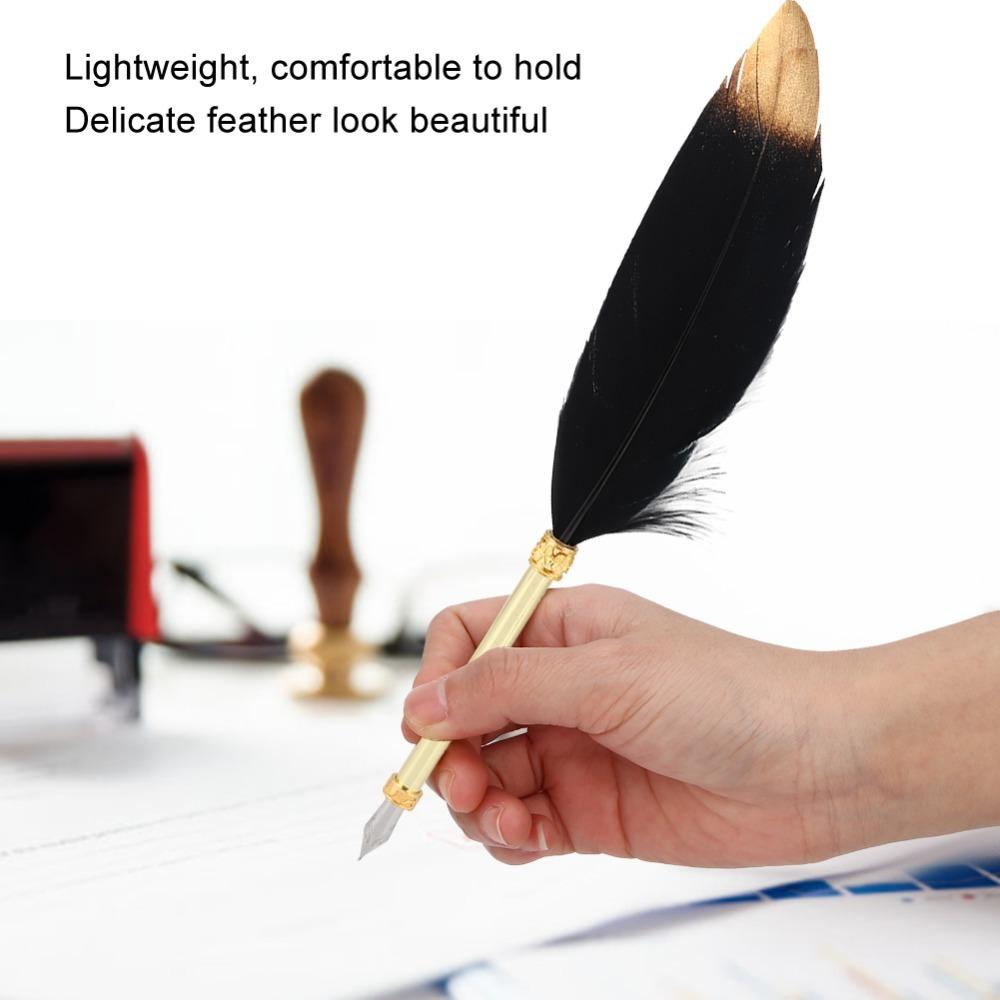 24cm/9.4in Calligraphic Pen Set Blue Dip Pen Set Replacement Feather Pen Kit Calligraphy Practice