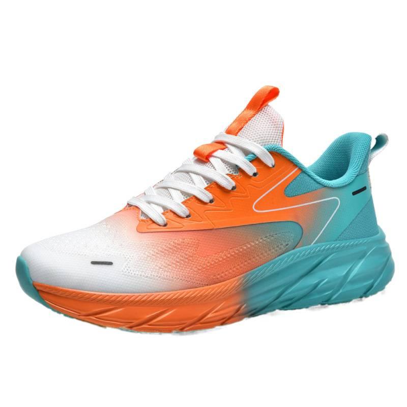 2025 trendy casual sports shoes men's and women's breathable fly-woven running shoes large size 48 couple mesh night running shoes