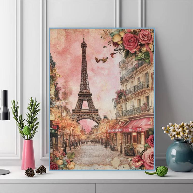 Eiffel Tower Art 100% Round Full Drill 5D DIY Diamond Painting Embroidery Cross Stitch Rhinestone Décor