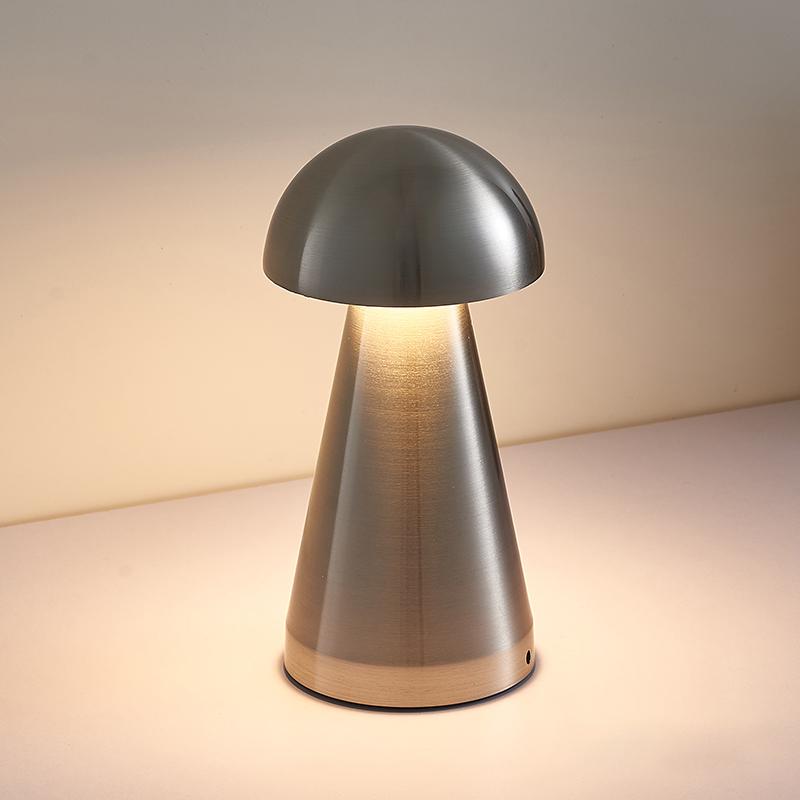 Retro Small Mushroom Table Lamp Dimmable Touch Switch LED Desk Lamp USB Techargeable Wireless Night Light for Bedroom Decor