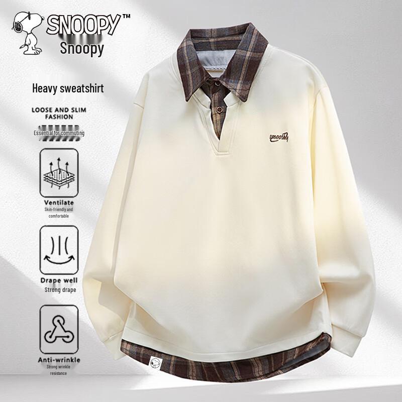 SNOOPY Men's Color-Block Fake Two-Piece Sweatshirt