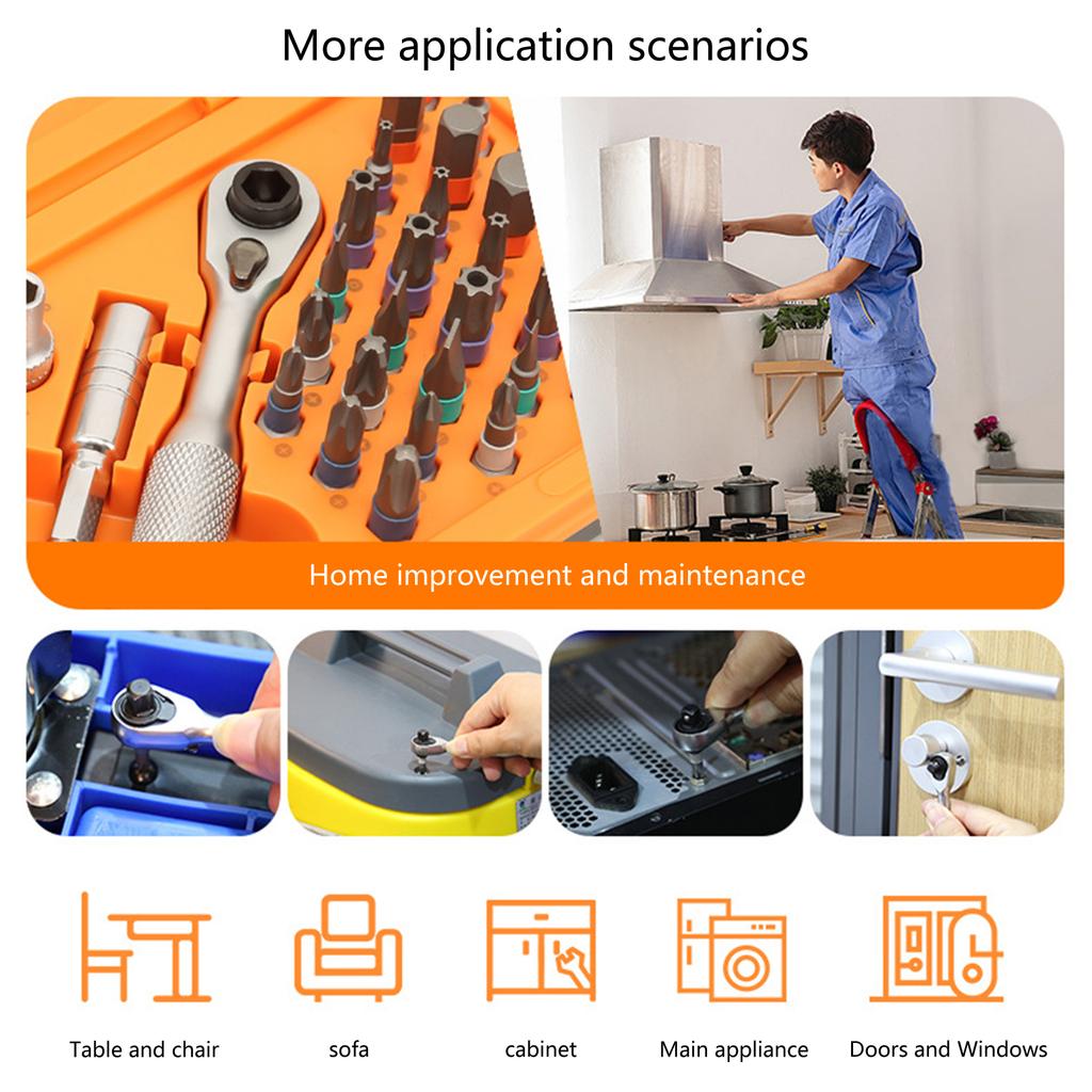 42 In 1 Ratchet Socket Set Wrench Car Maintenance Combination Multifunctional Small Toolbox Home Repair Accessories