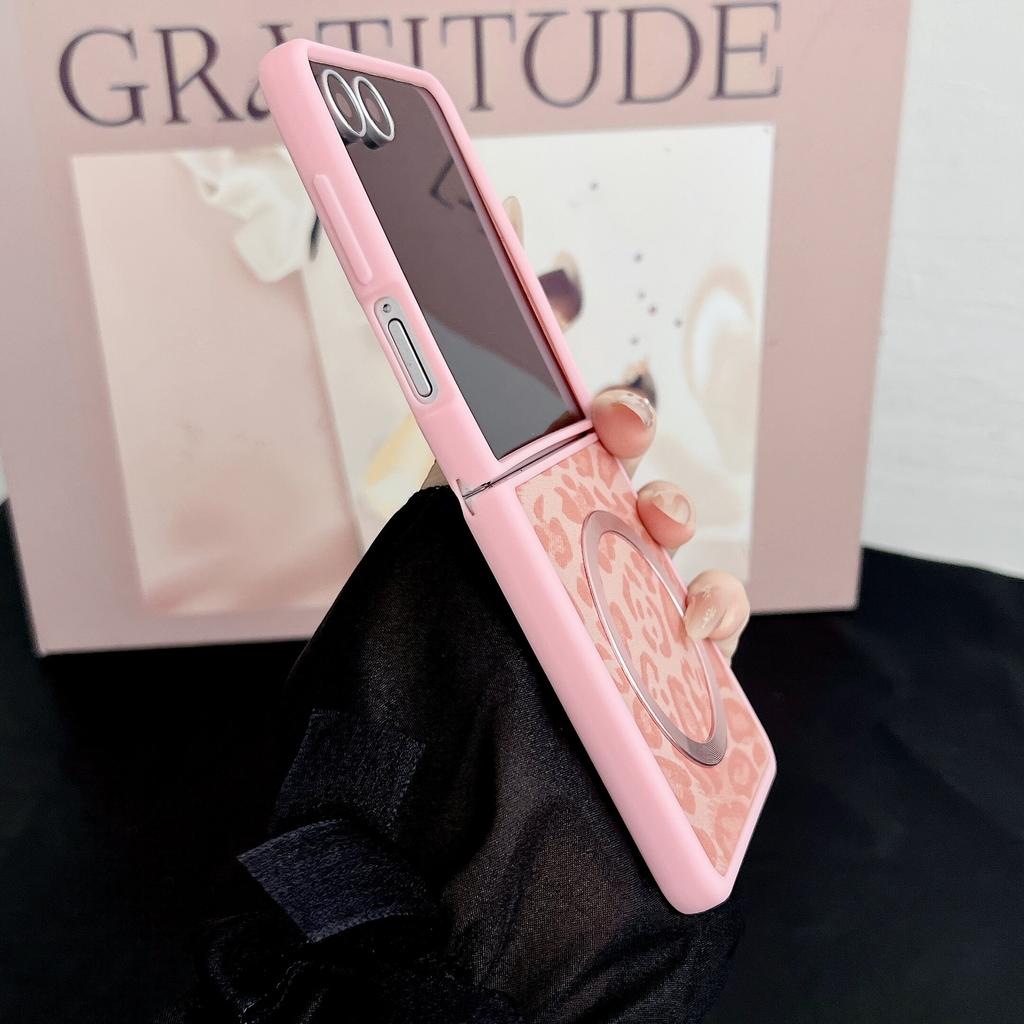 Case for Samsung Galaxy Z Flip3 Flip4 Flip5 Flip6 Flip7 with Back Leather & MagSafe Shockproof Phone Bumpers Cover