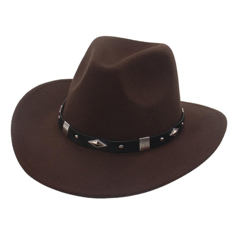 Upturned Cowboy Hat Western Wind Curved Edge Metal Accessories Top Hat Men'S And Women'S Hats