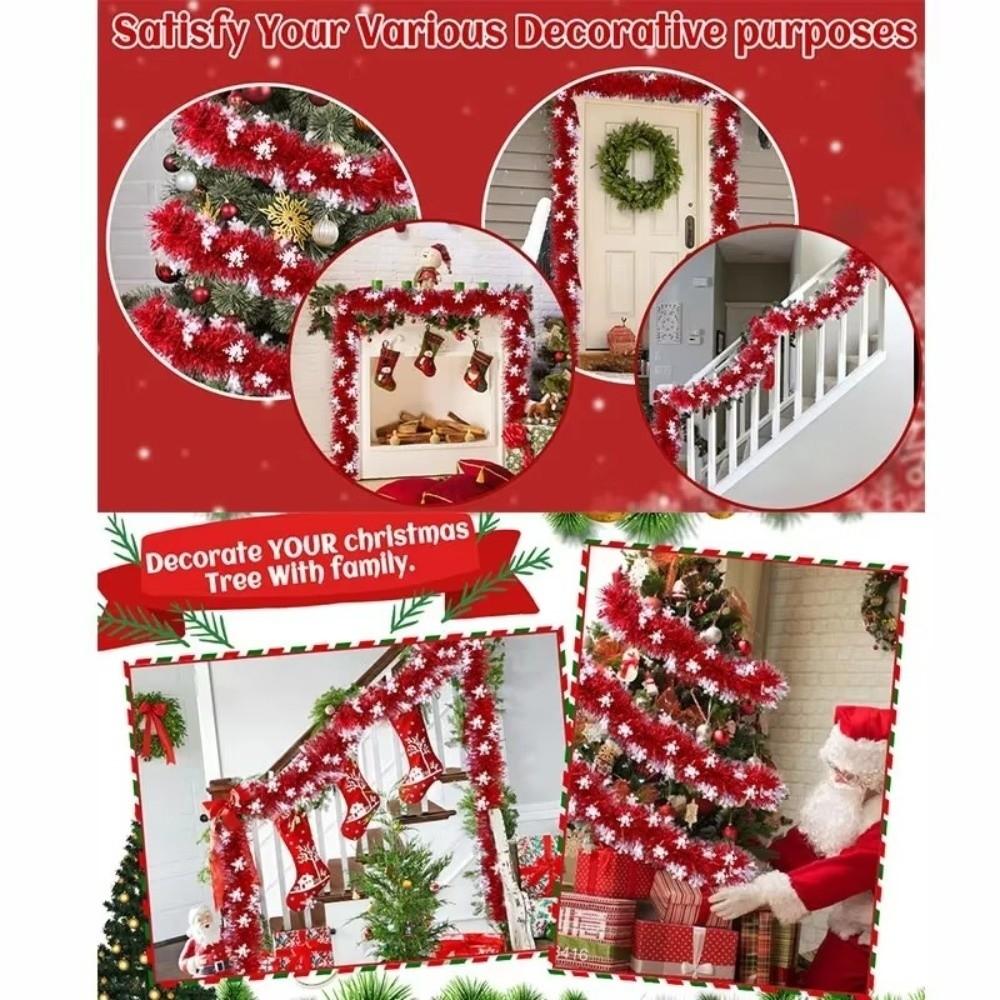 Metallic Christmas Snowflake Tinsel Garland for Christmas Tree Decoration