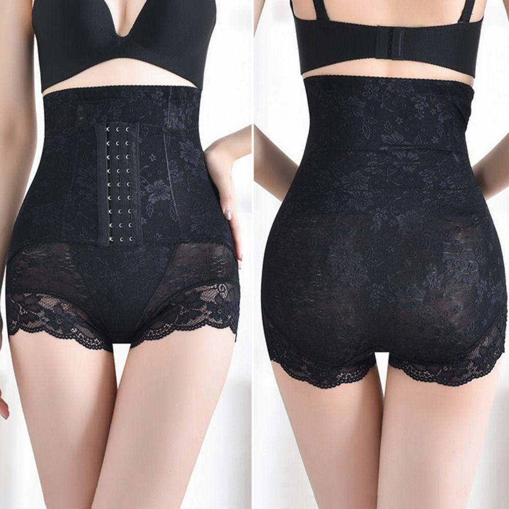 Lace Flower Butt Lifter Briefs High Waist Slimming Buckle Shapers Postpartum Body Shapers  Female
