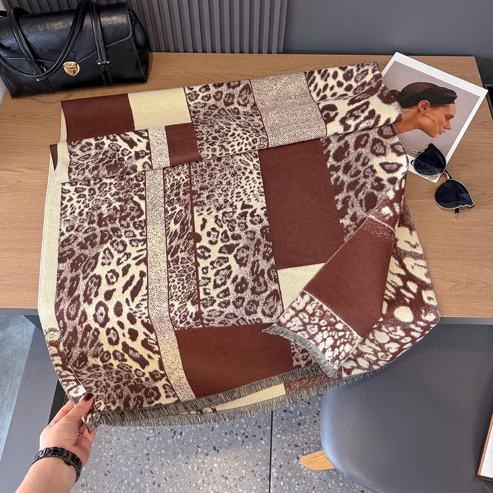 Luxury Butterfly Print Faux Cashmere Scarf: Warm, Stylish Color-Block Shawl for Women, Perfect Winter Neck Warmer