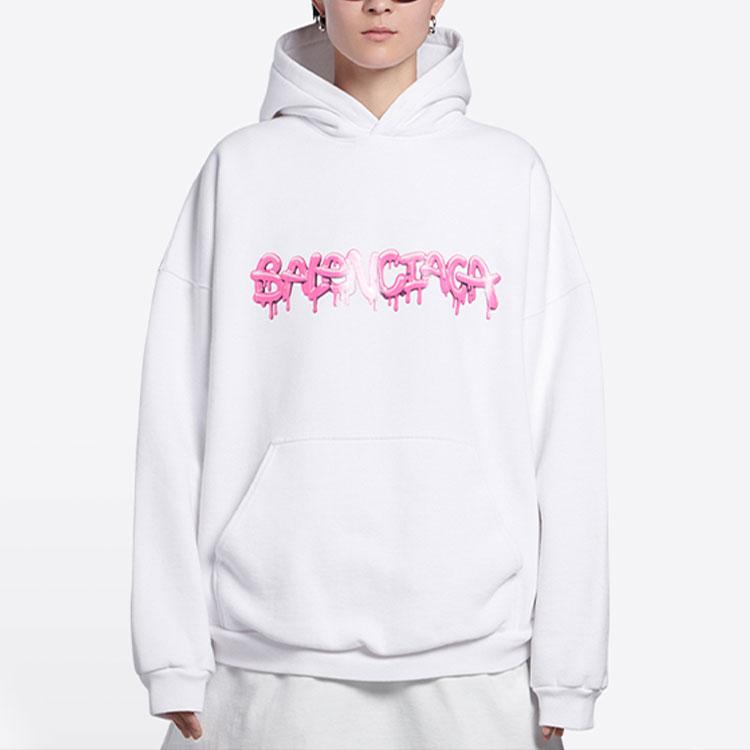 Balenciaga Wide Fit Hoodie 'White/Bubblegum' 675003TLVF29014