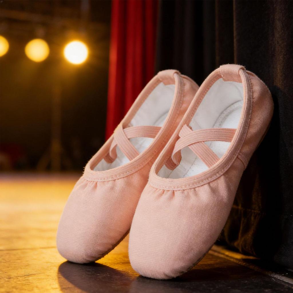 Ballet Shoes Flats Canvas Soft Leather Dance Slippers for Women Kids Girls