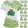 Damenbluse mit V-Ausschnitt und Aufdruck zum St. Patrick's Day, kurzärmlig