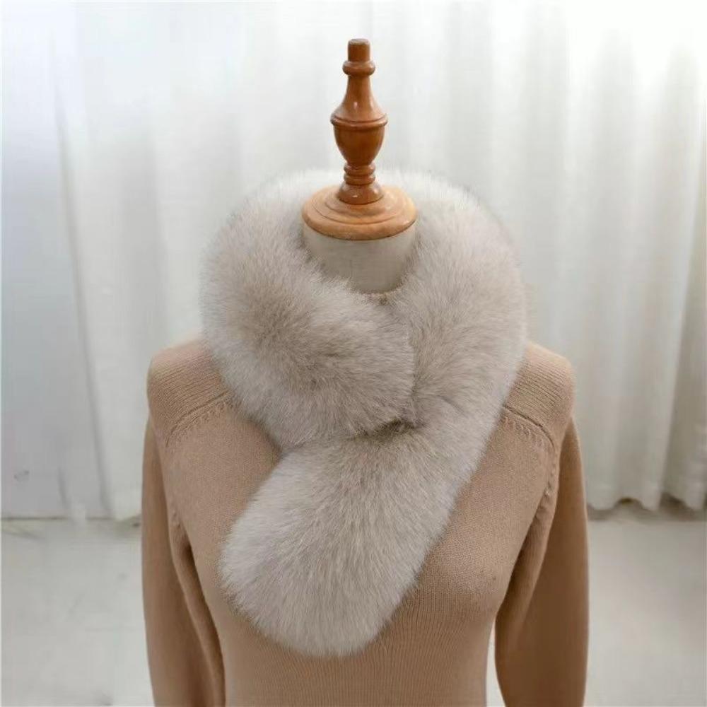 Double-sided Wool Scarf Thickened Imitation Fur Warm Scarf Fox Fur Collar Solid Color Versatile Winter Autumn and Winter