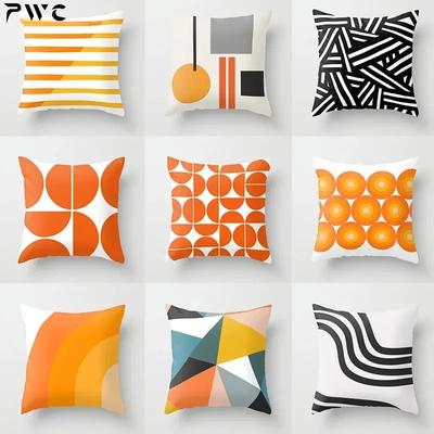 Orange Geometric Pillowcase Cushion Cover For Home Sofa Chair Decor Pillowcase