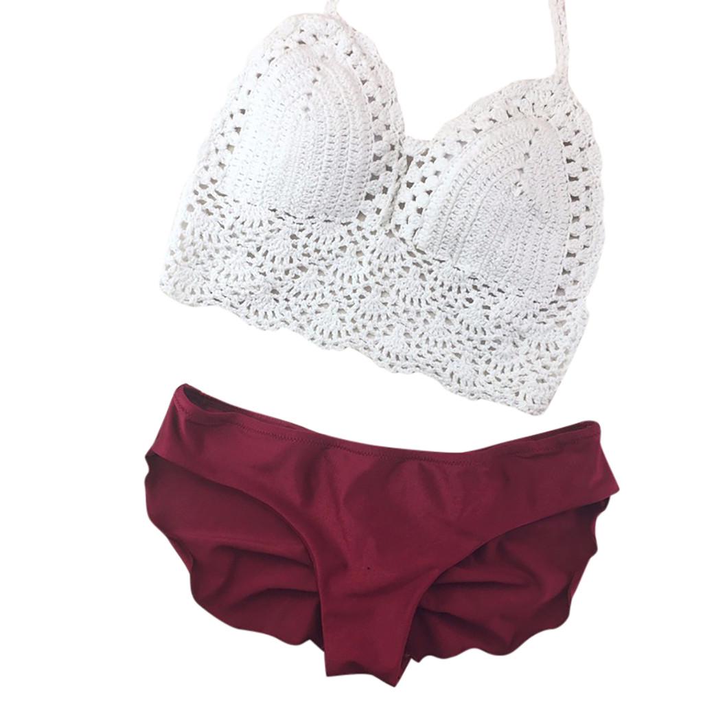 Buy [AIM] Fashion Women Hollow Out Print Bikini PushUp Pad Swimwear