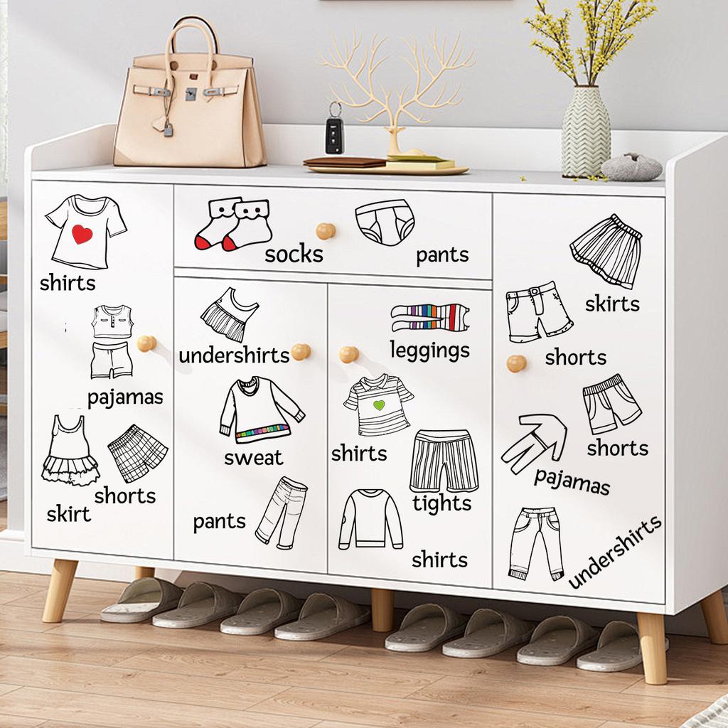 Cartoon wardrobe door stickers sliding glass sliding door bedroom decoration modification stickers classification paper