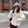 Korean Style Mink Fur Coat Women Winter Warm Hooded Plush Long Thick Jacket