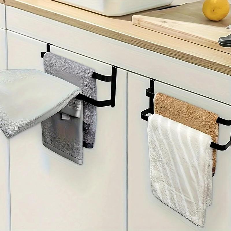 Doppellagiger Handtuchhalter aus Schmiedeeisen zur Anbringung über der Tür, platzsparende Aufbewahrungslösung mit zwei Stangen für Küchen-/Badezimmerhandtücher