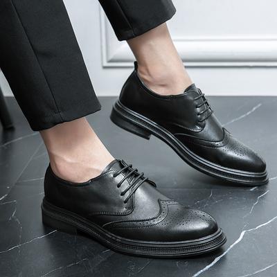 FashionMen Leather Shoes Men Lace Up Oxfords Casual Shoes Breathable Lightweight Carved Brogue Oxford Shoe Male Outdoor Footwear