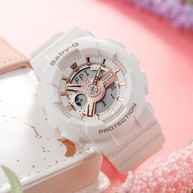 Casio BABY-G Waterproof and Shockproof Quartz Movement Resin Strap Japanese and Korean Watch Women's Watch Gold Dial BA-110RG-7APR