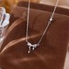 Elegant Sparkly Bow Necklace for Women - Versatile, High-End Fashion Accessory