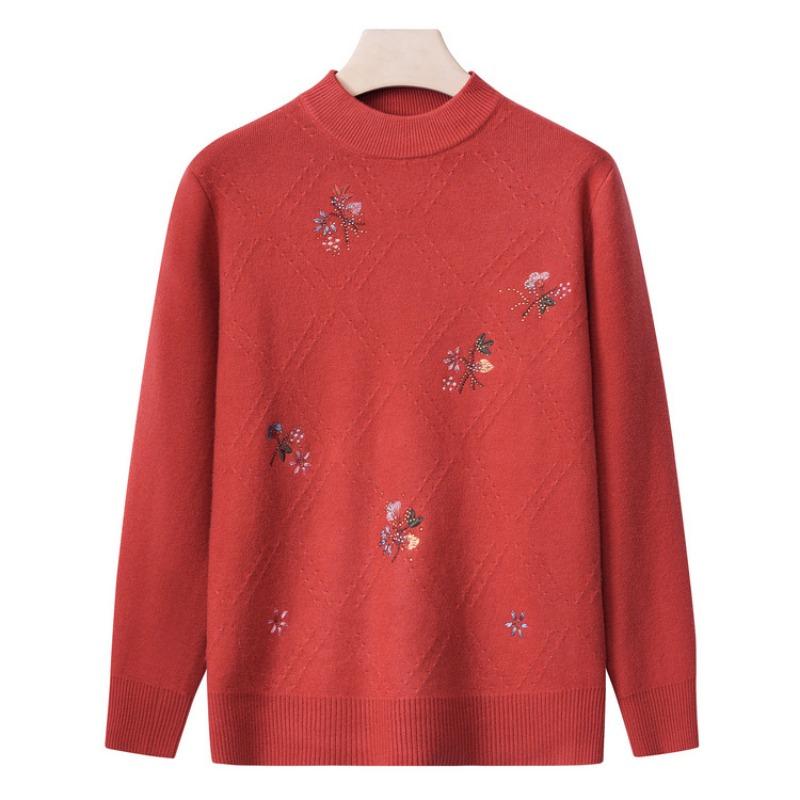 Grandma autumn women's top middle old man winter knitted sweater mother base clothes year 0 old lady sweater