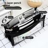 Canvas Six Layer Large Capacity Pen Bag For Students With Dividers And Storage For School Supplies