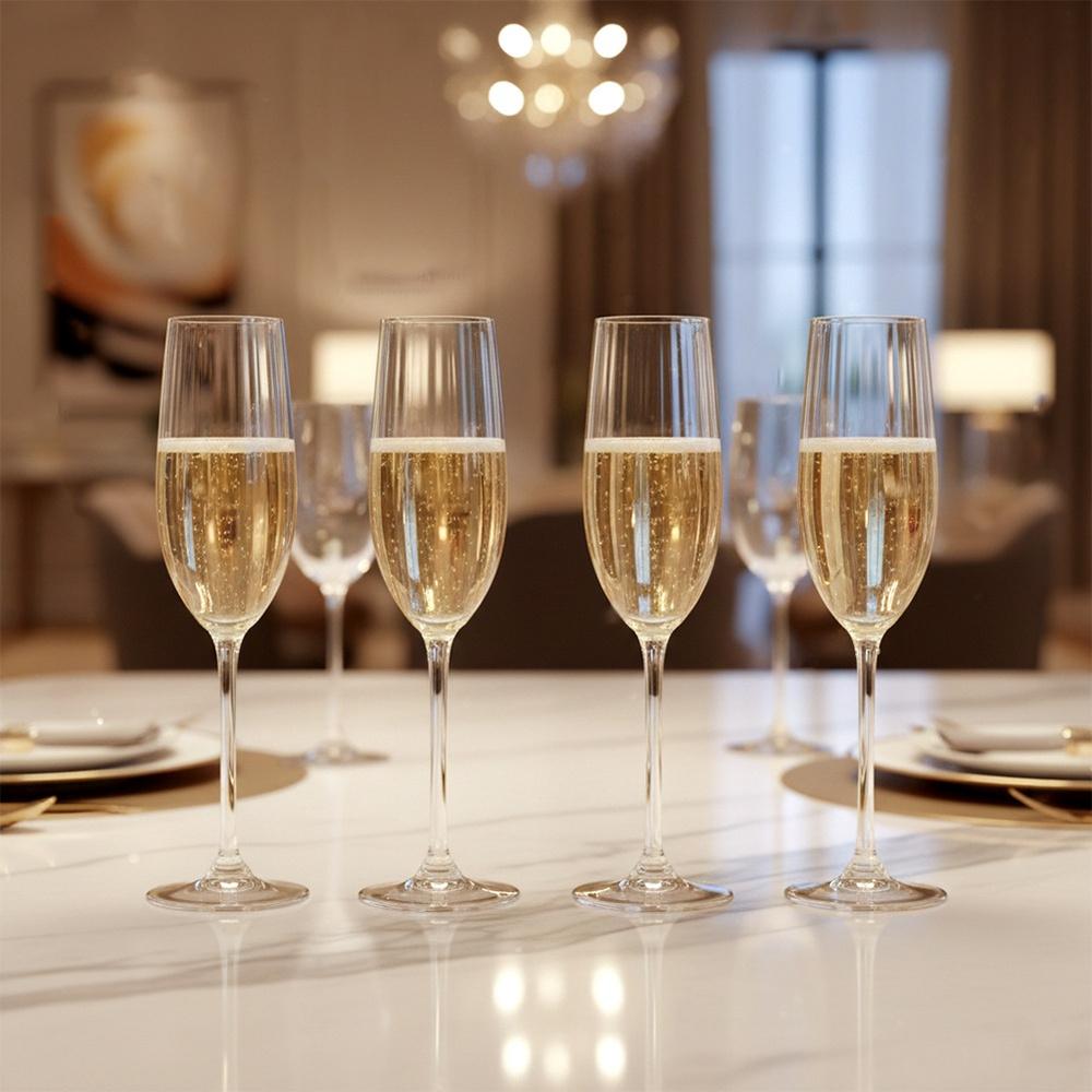 4x Kieliszki Do Szampana Prosecco Wina Musującego Zestaw Kieliszków 210 Ml