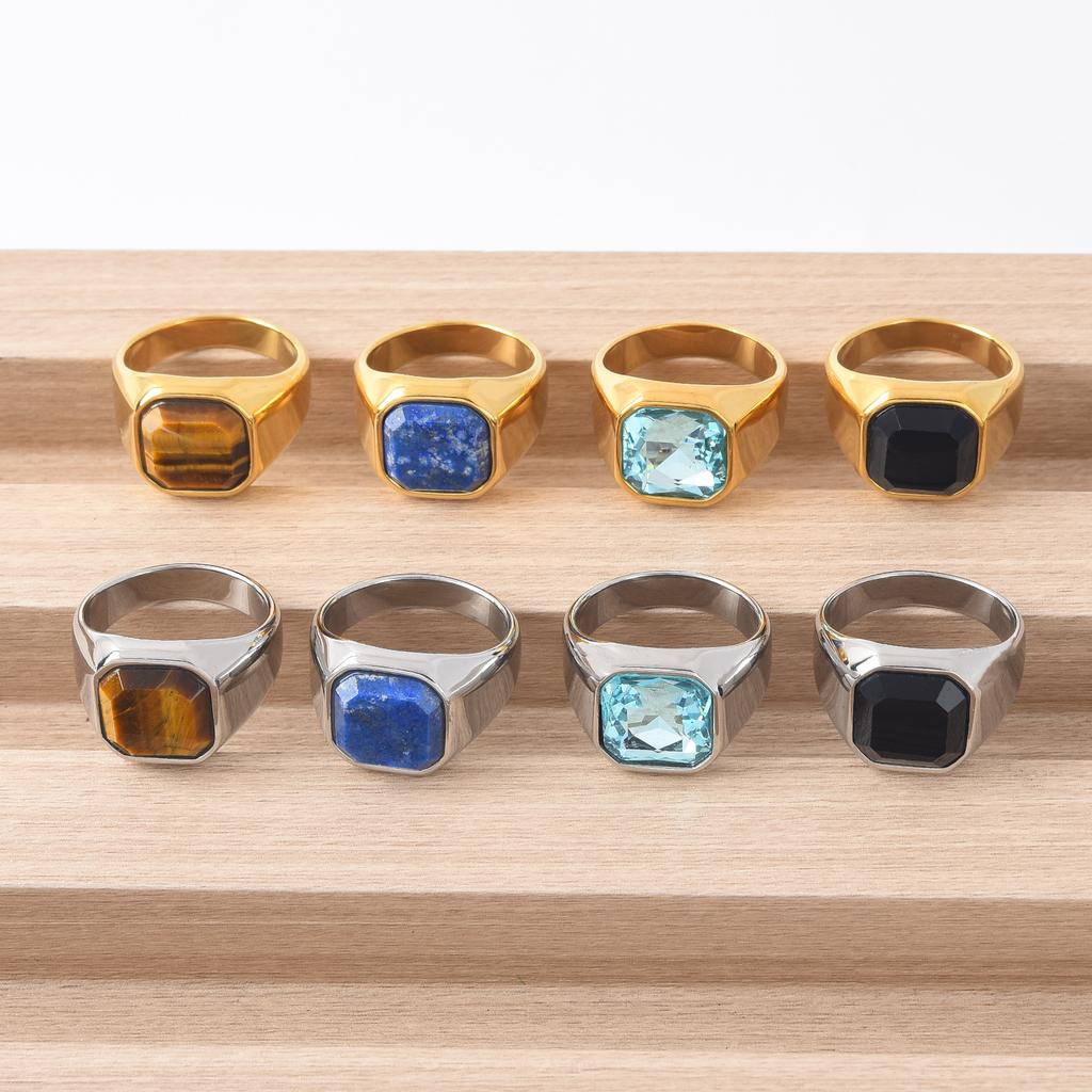 Men's/Women High Quality 316LStainless Steel Onyx Party Rings Fashion Trend Titanium Steel Ring  Jewelry