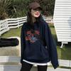 Women's Long Sleeve Hoodie Crew Neck Casual Loose Fit Printed Sweatshirt Winter Fleece Lined Top