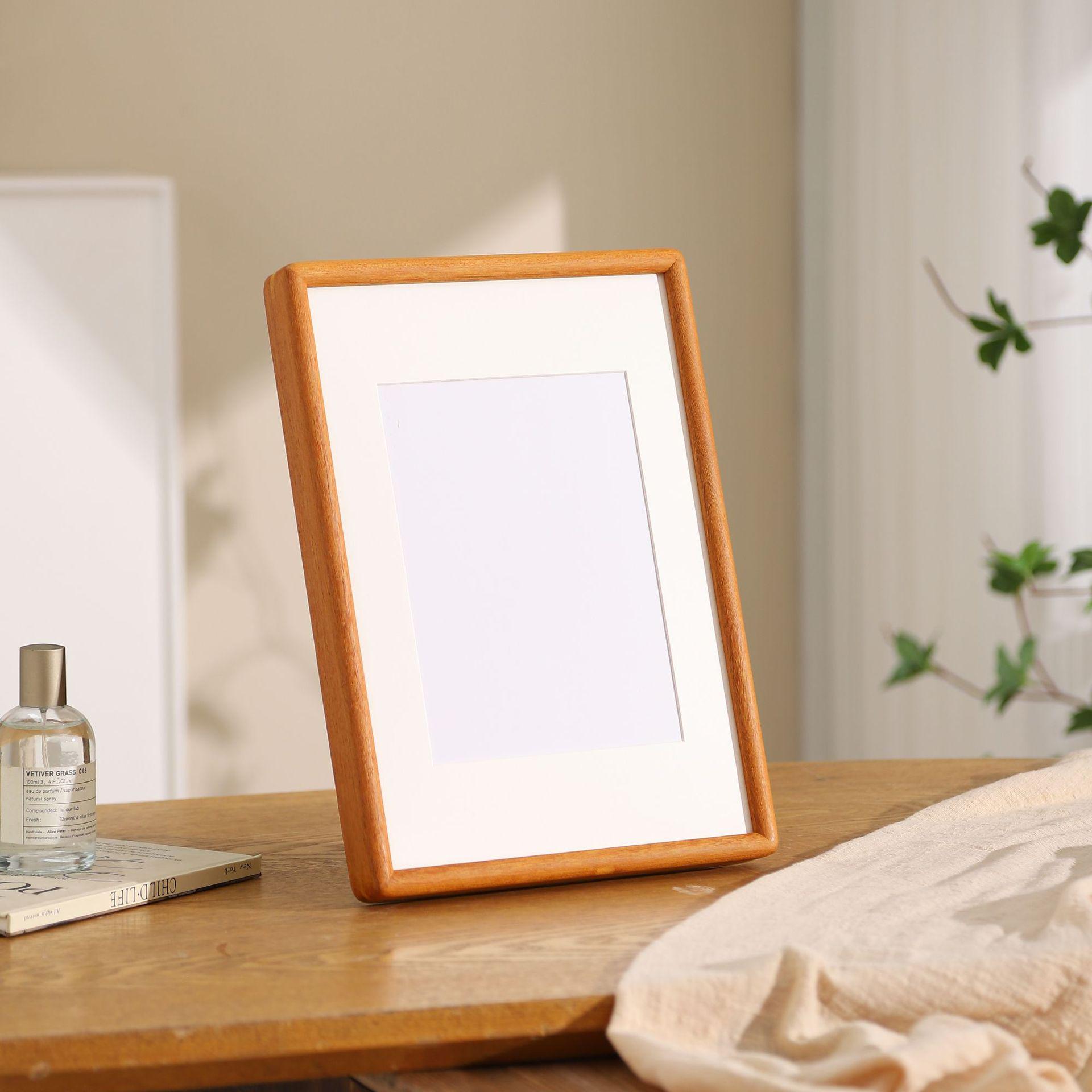 Black Walnut Solid Wood Rounded Corner Photo Frame, 6-inch Desktop & A3/A4 Wall Hanging Display Square 4 inches (inner diameter 10*10cm)