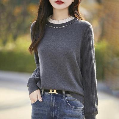 Women's Cashmere Sweater Qinghe Cashmere 50% Silk 50% Wool Autumn and Winter Cashmere Pullover Soft and Warm