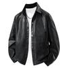 Autumn and winter new clothes men's retro black classic small lapel leather shirt trendy cool jacket versatile