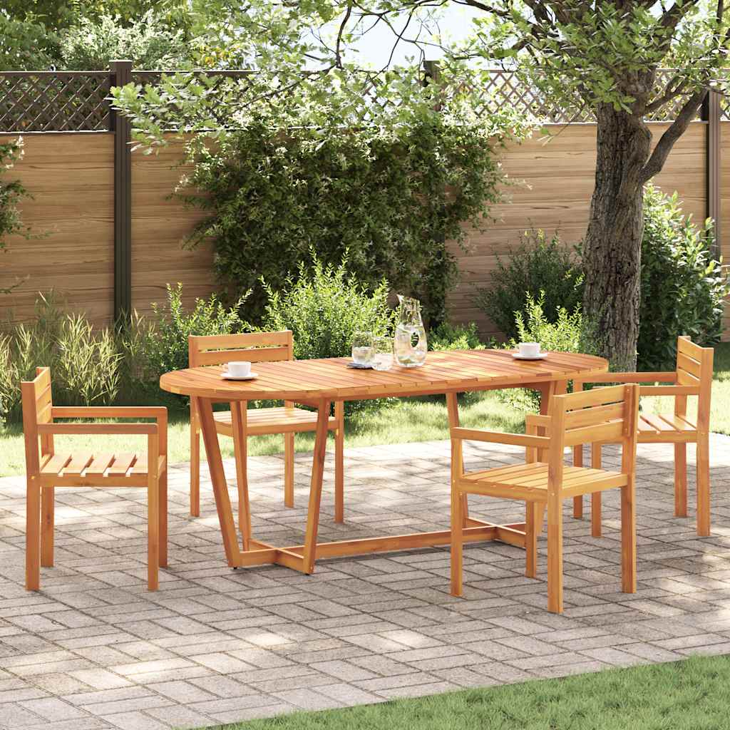 Outdoor Dining Table Oval 200 X 90 X 75 Cm Solid Acacia Wood