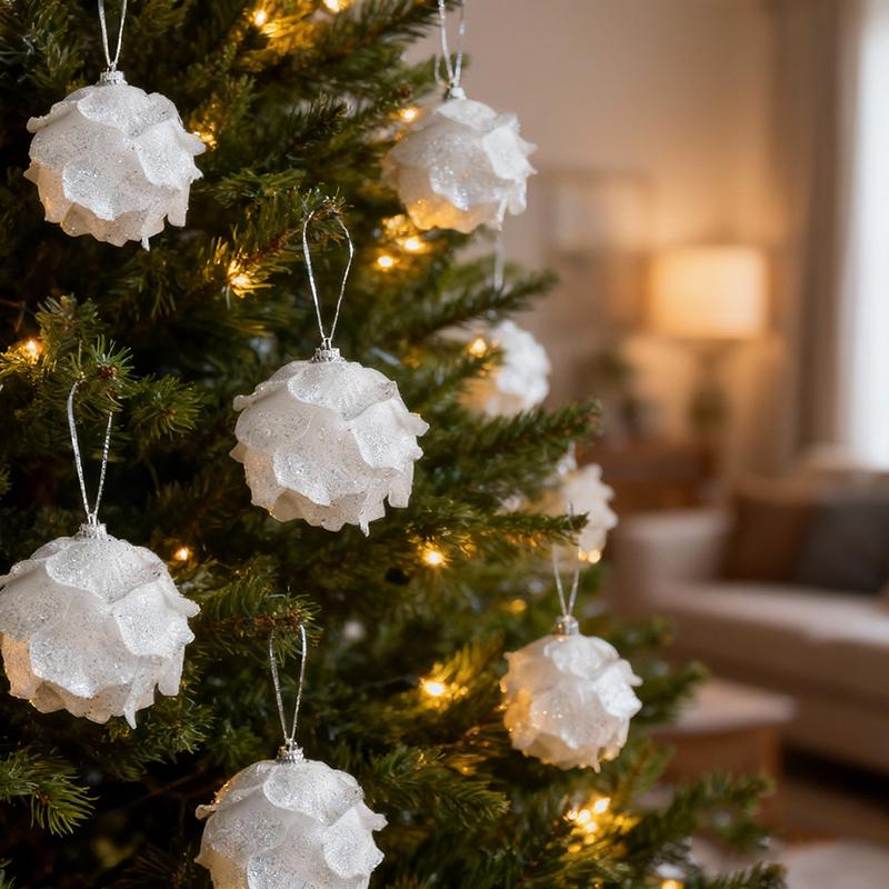 1 Stück Weiße Weihnachtskugel Weihnachtsbaum Hängender Anhänger Blume Schaum Schnee Kugel Weihnachten Dekor Für Zuhause 2026 Neues Jahr