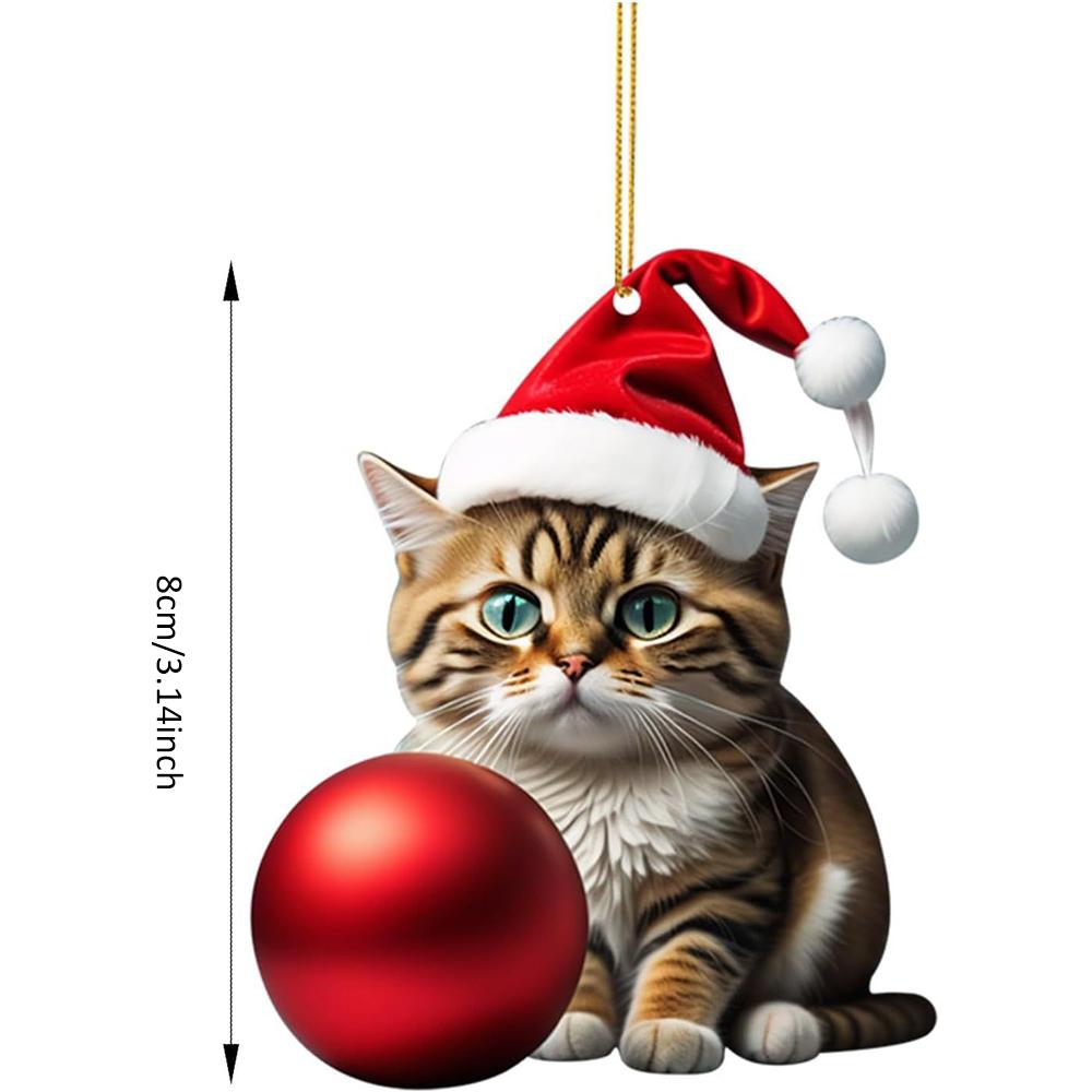 Cartoon Cute Cat Christmas Hanging Pendant Acrylic Xmas Tree Decoration Ornament